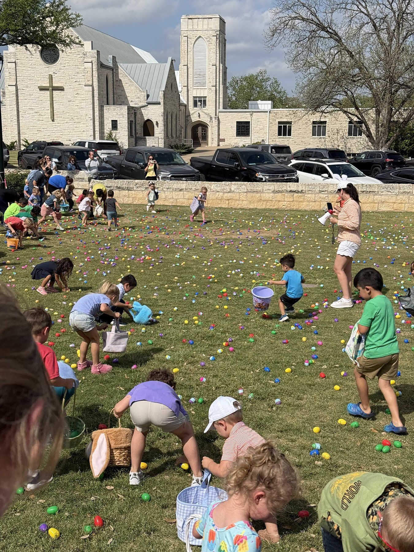 Easter egg hunt on the lawn at St. Barnabas Episcopal Church