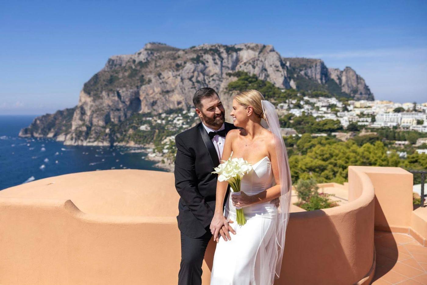 Savannah and David on their wedding day in Capri, Italy