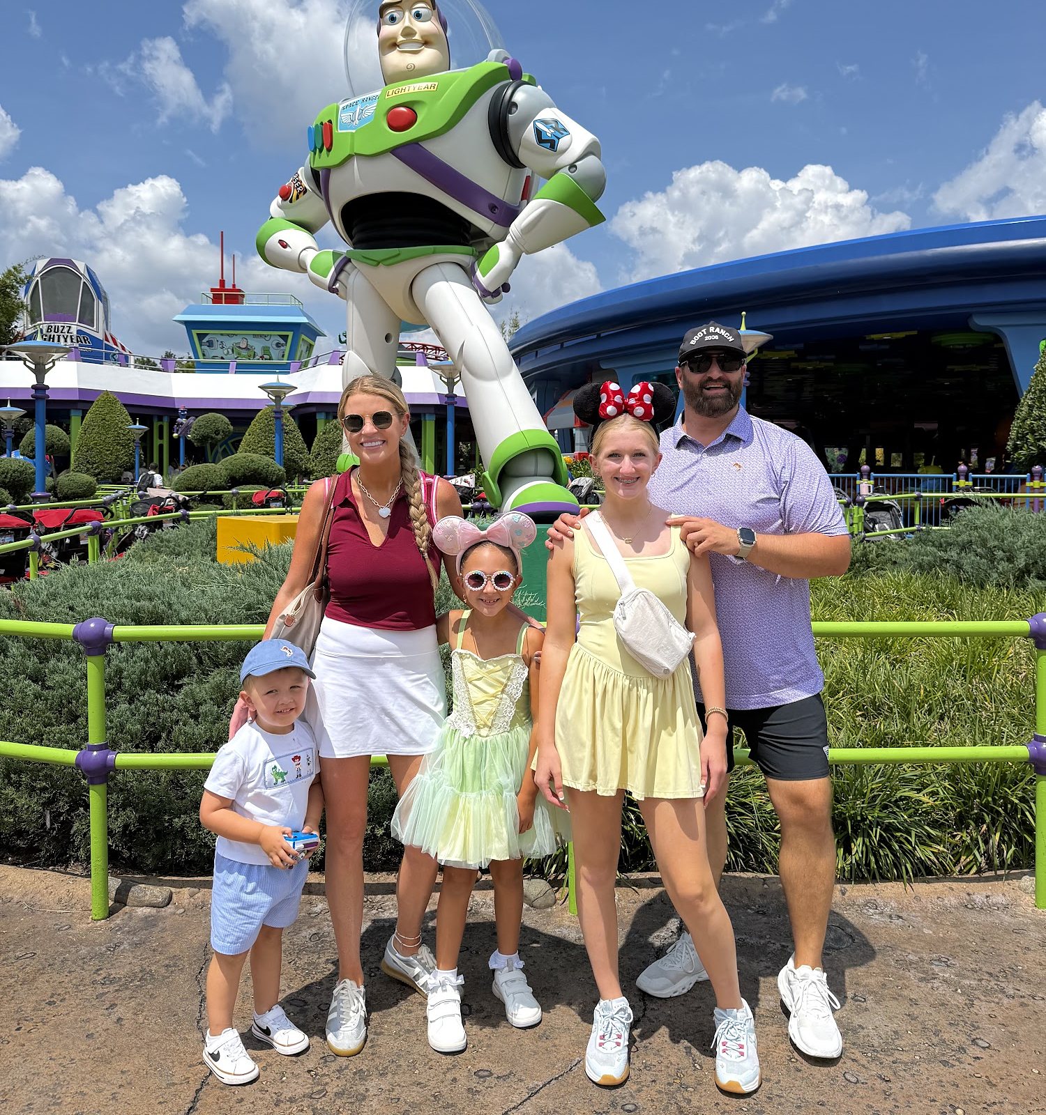 Savannah Sikes and her family with Buzz Lightyear at Disney World
