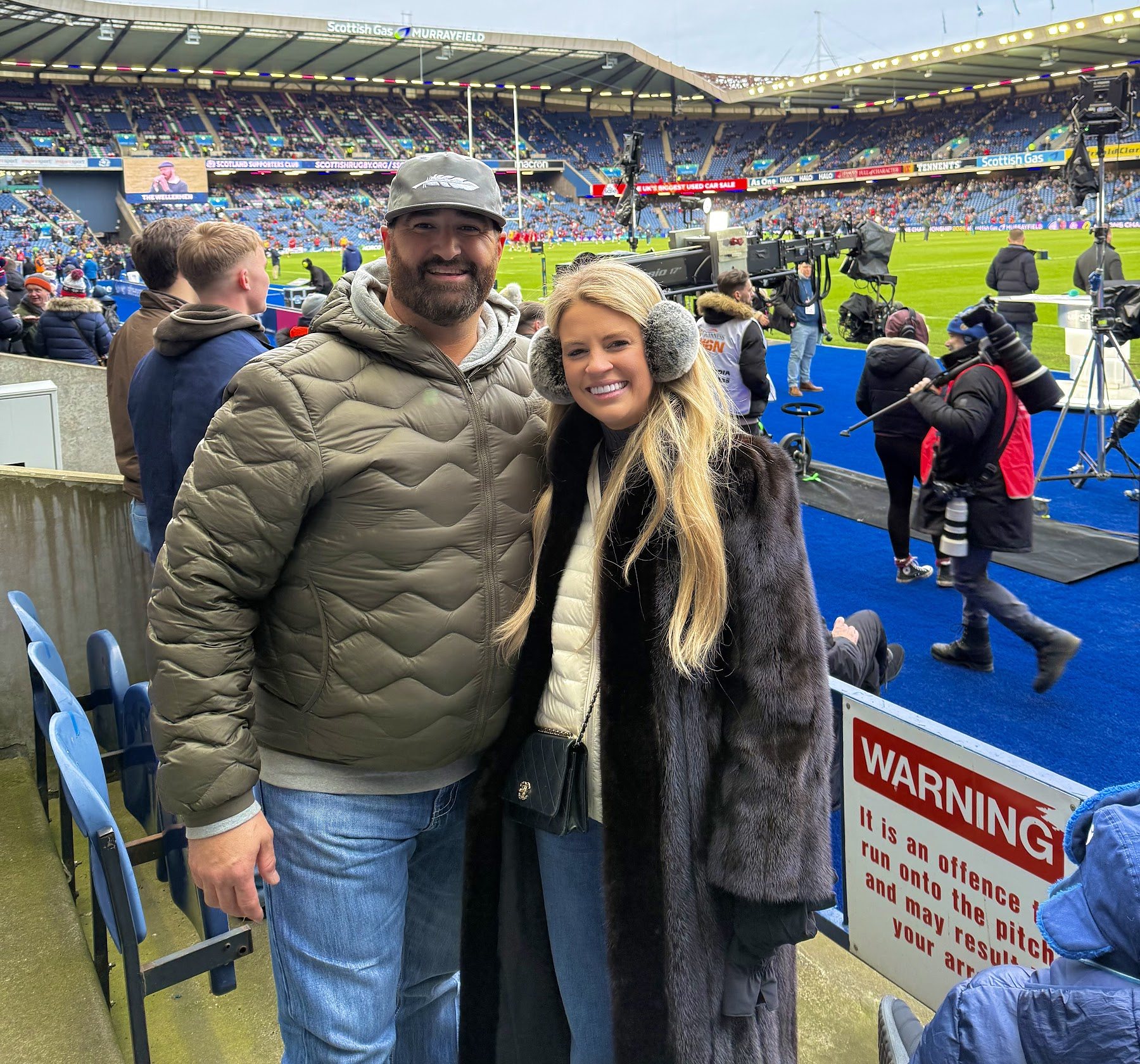 Savannah Sikes and David at the Scotland vs. England rugby match in Edinburgh