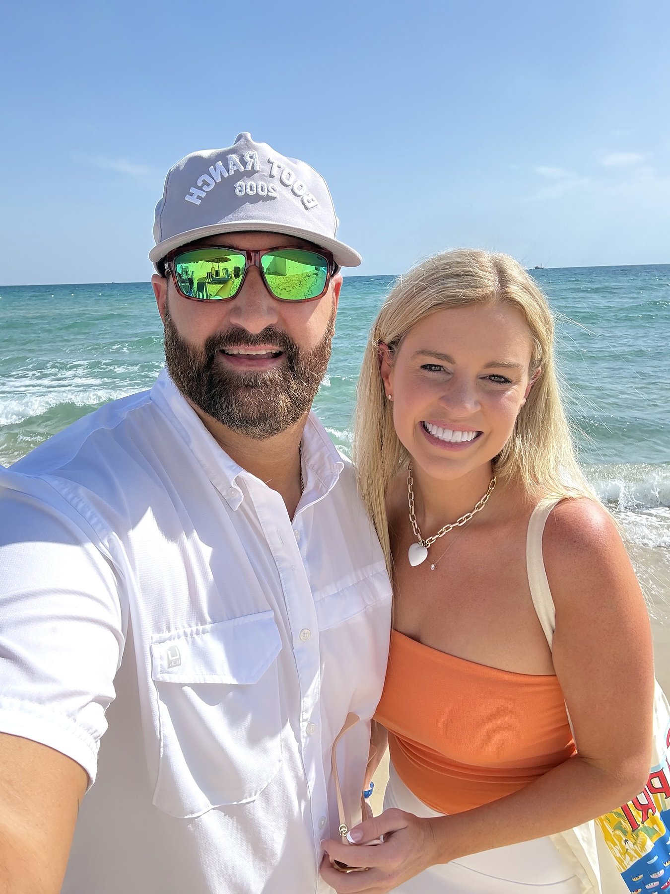 Savannah Sikes and David on a beach in Tunisia